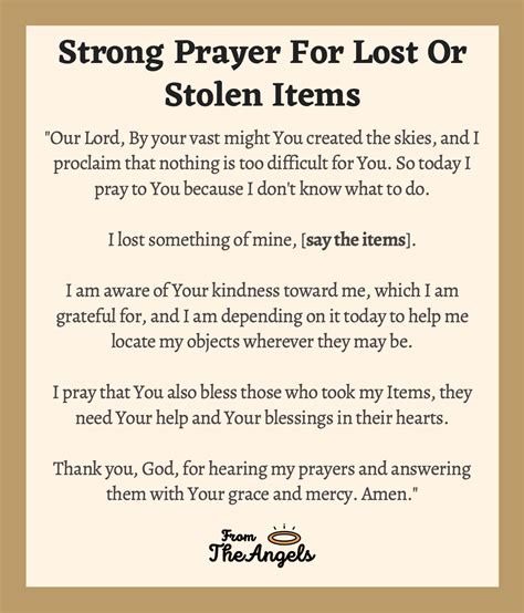 Prayer for Lost or Stolen Items .